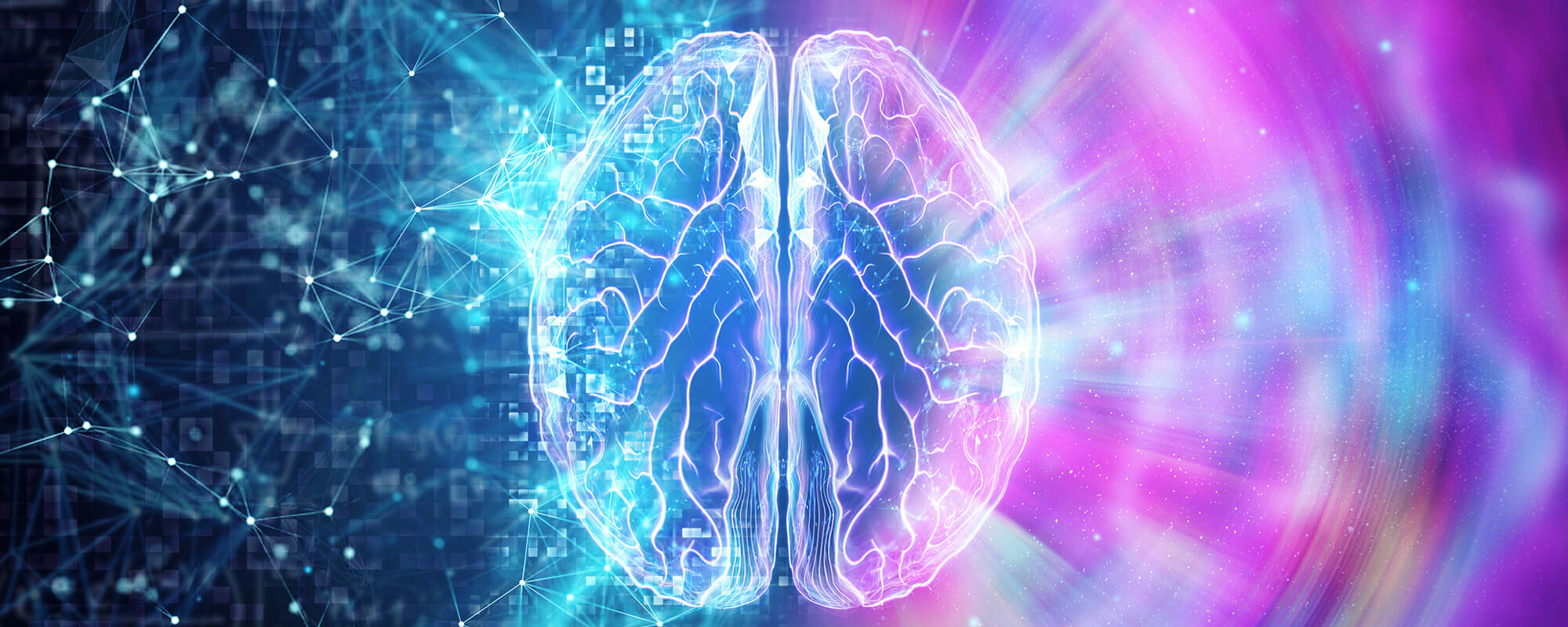 Vector image of brain showing data being processed
